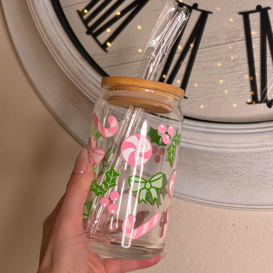 Peppermint Christmas Glass