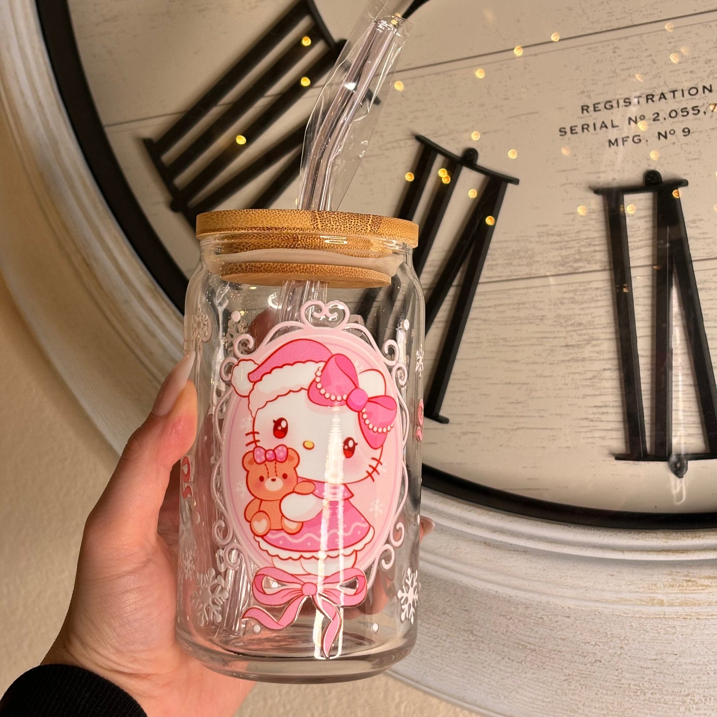 Christmas Kitty Glass