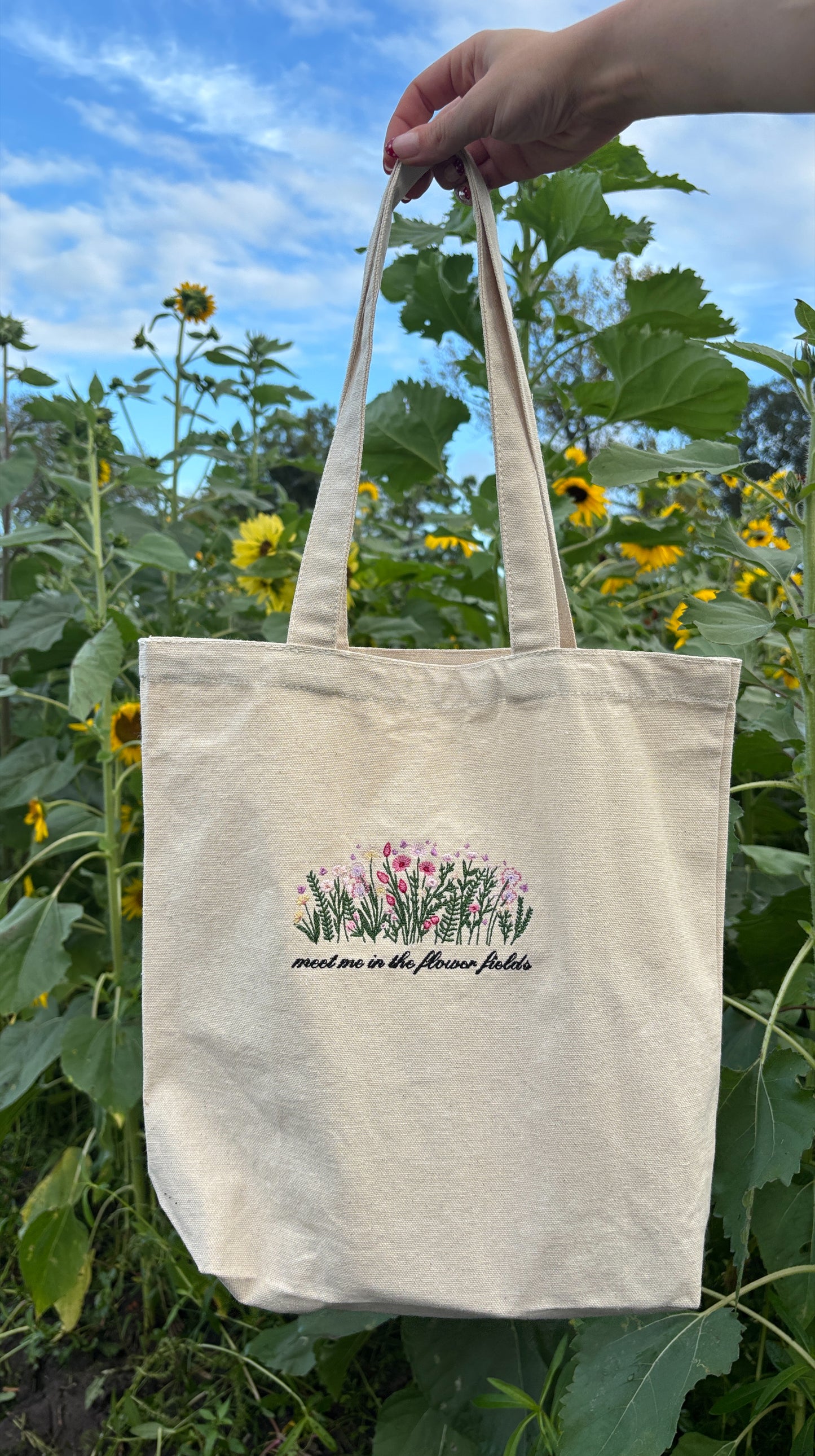 Meet Me in the Flower Fields Tote Bag