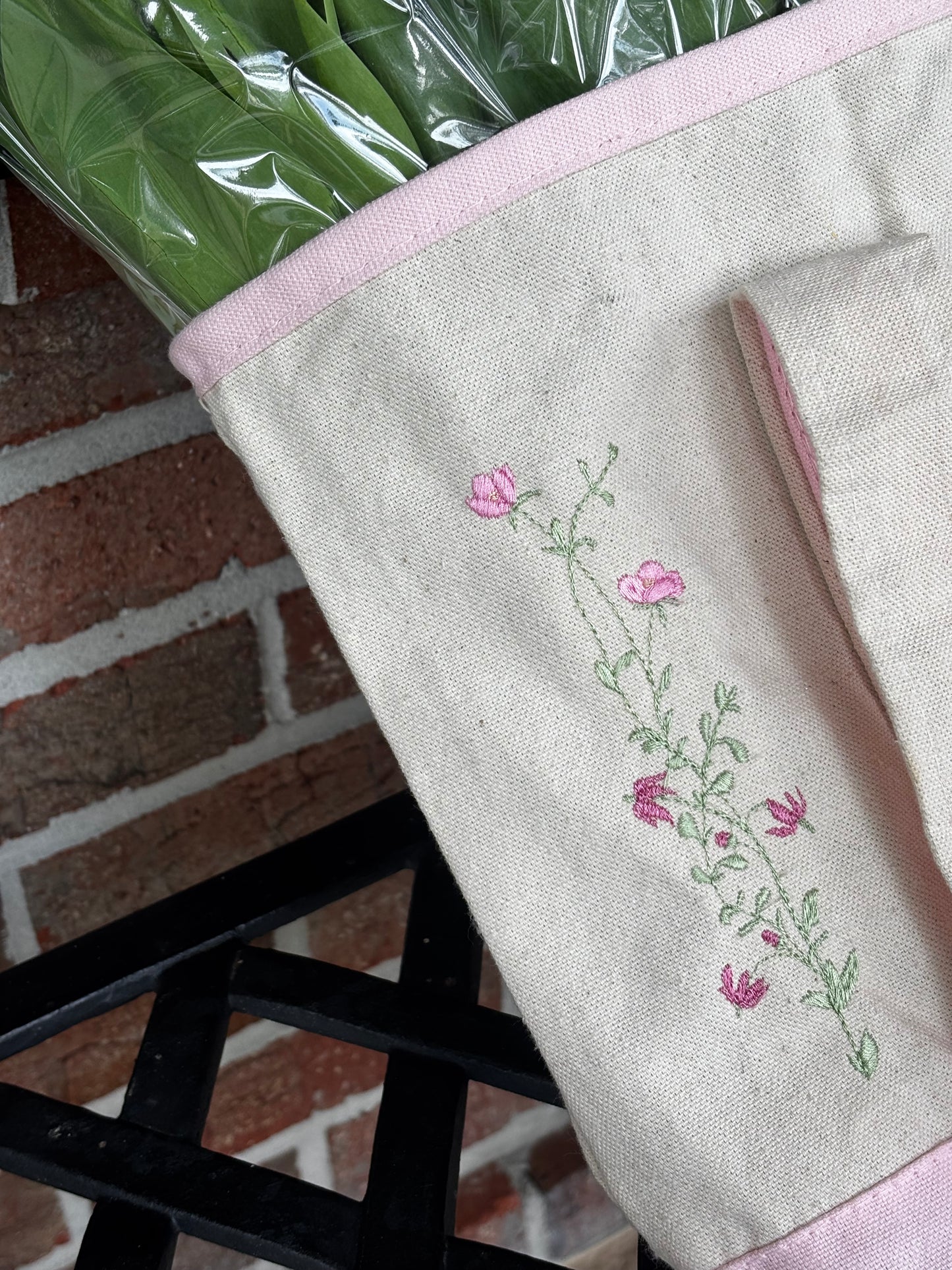 Embroidered Mom Floral Tote