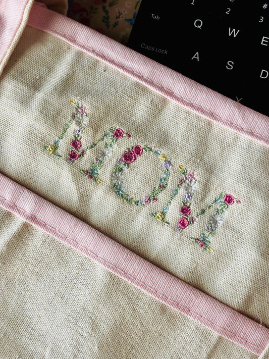 Embroidered Mom Floral Tote
