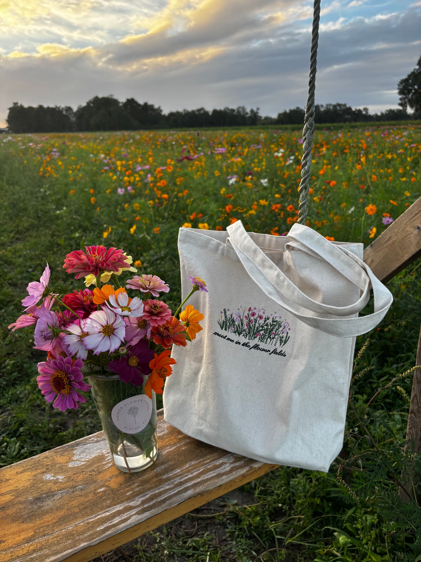 Meet Me in the Flower Fields Tote Bag