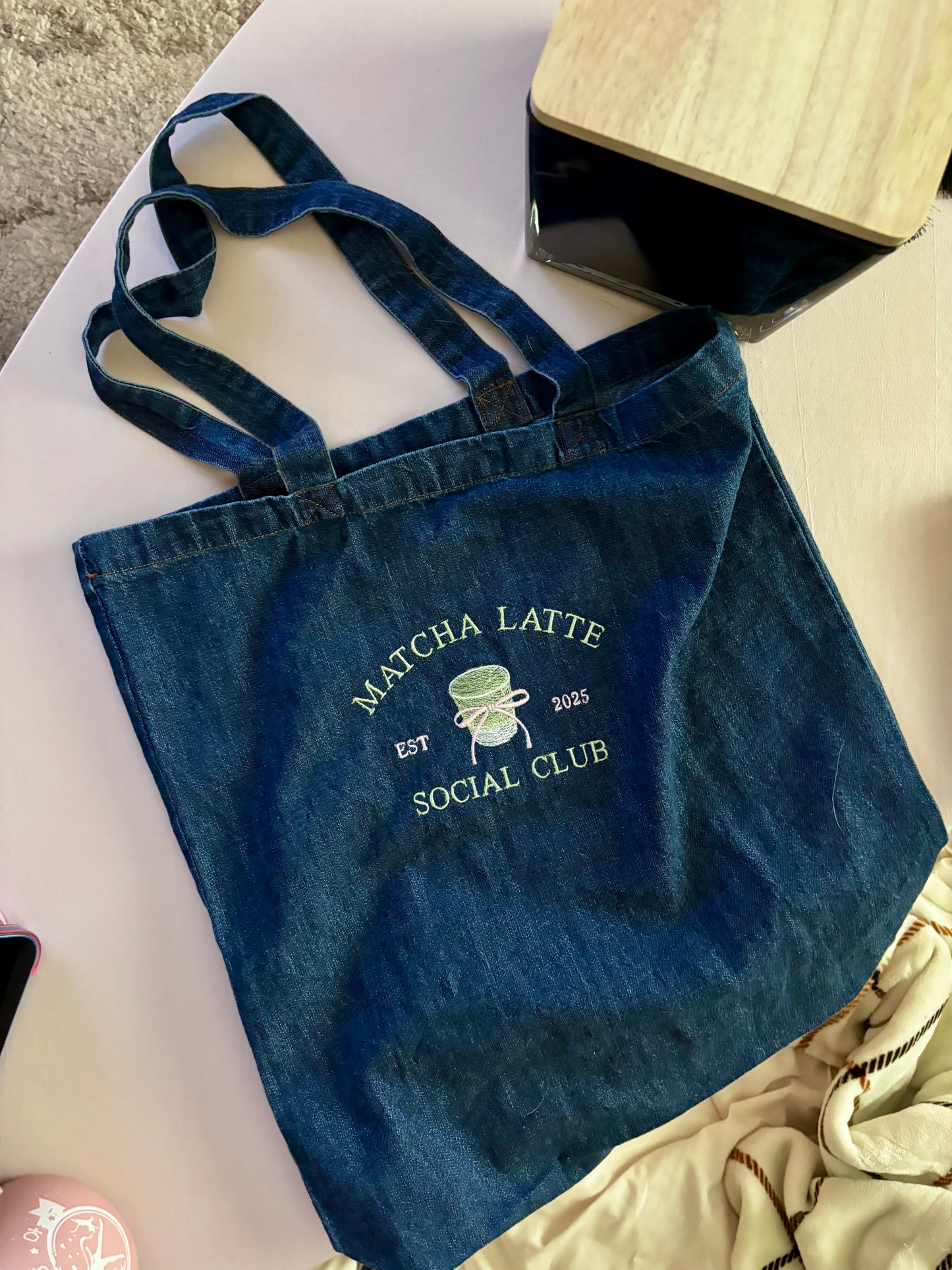 Matcha Latte Social Club Denim Tote