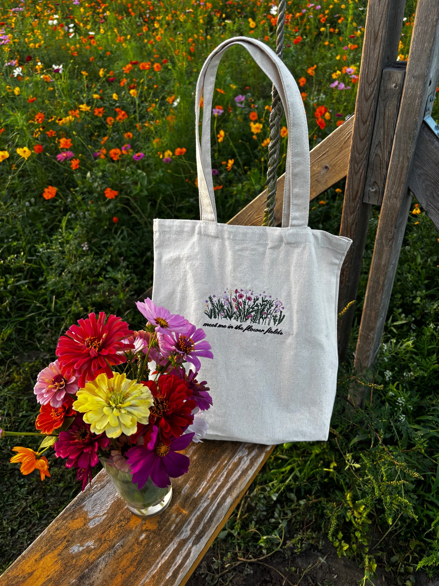 Meet Me in the Flower Fields Tote Bag