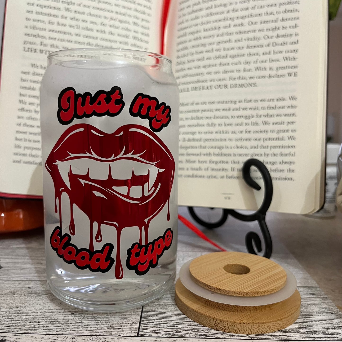 Just My Blood Type Glass