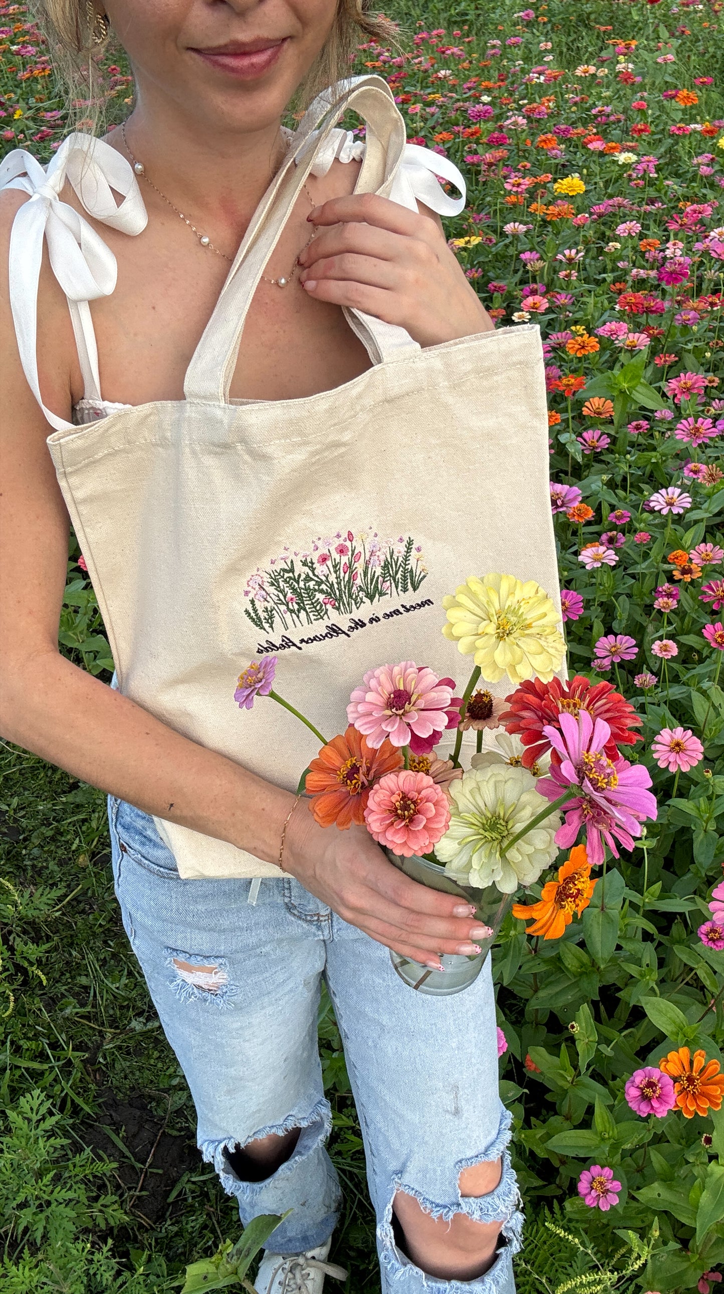 Meet Me in the Flower Fields Tote Bag