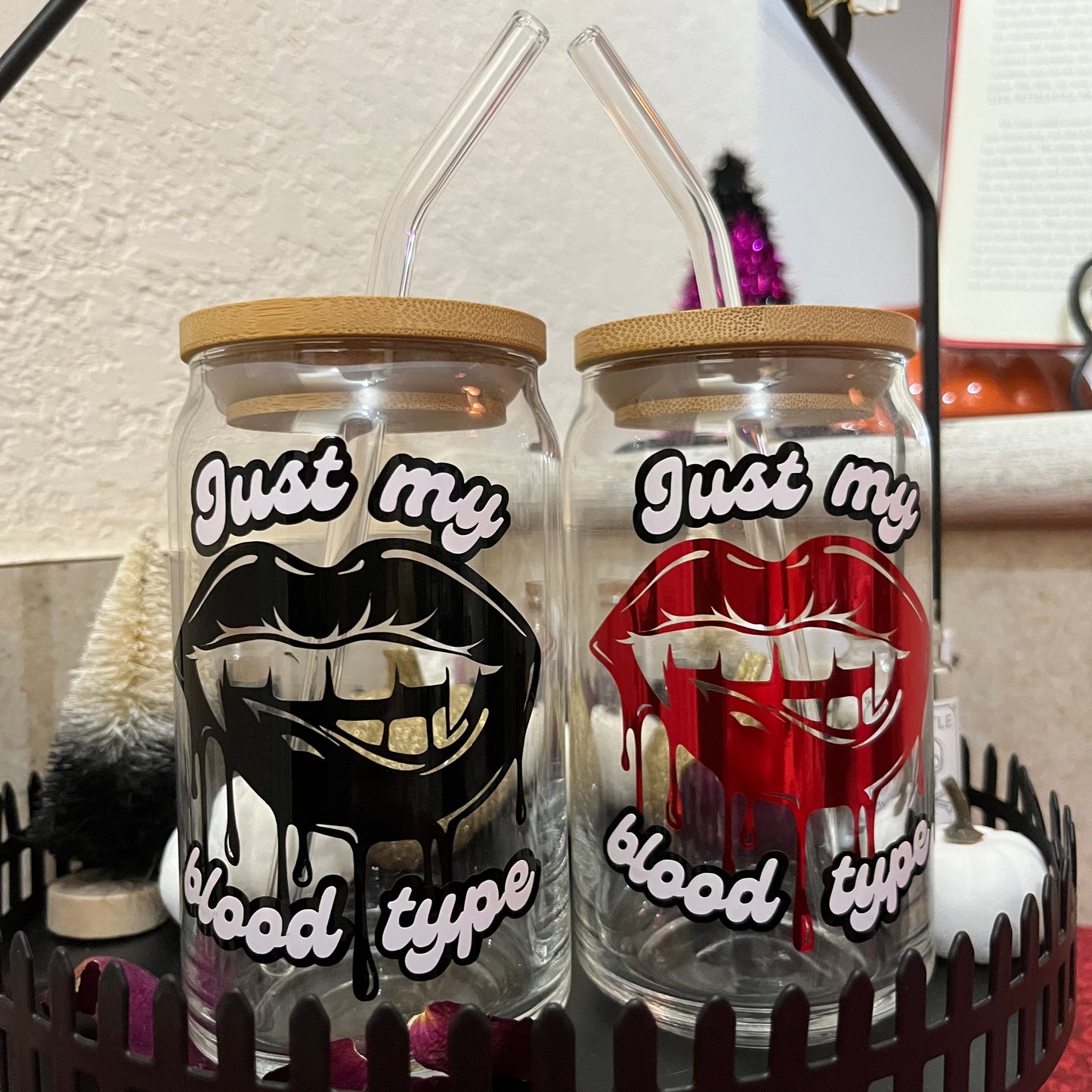 Just My Blood Type Glass